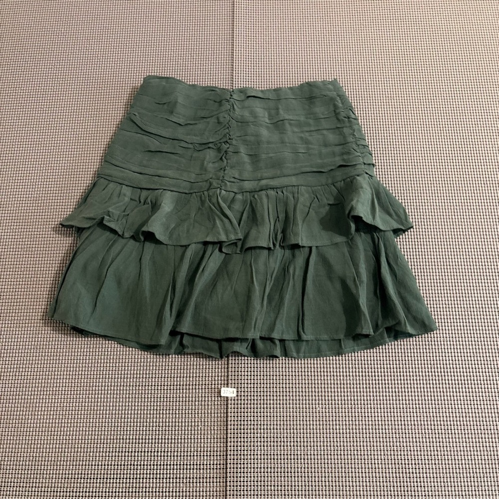 Zara Womens Small Dark Green Ruched Ruffle Mini Skirt
